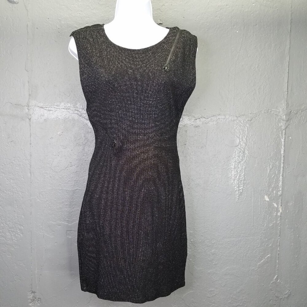 ALICE + OLIVIA Gyllen Dress Womens M Mini Black Metallic Fleck Zipper Net Lining